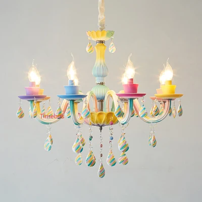 8 light Ресторан Цвет хрустальная люстра Американский Гостиная лампа детская Спальня хрустальные светильники Европейский Стиль свеча люстра плафоны для люстры детская люстра светодиодные лампы люстра в детскую - Цвет абажура: 8 light