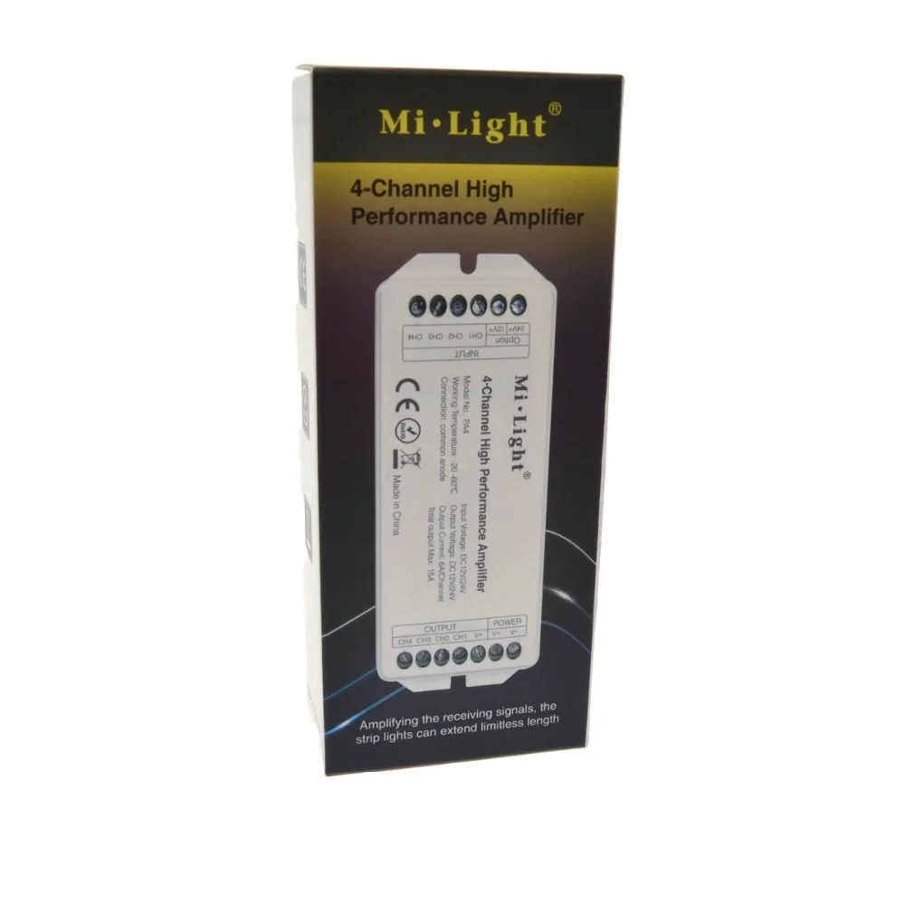 Новый светодиодный Усилитель мощности MiLight PA4 DC12V 24V 4 канала 6A/CH высокое качество