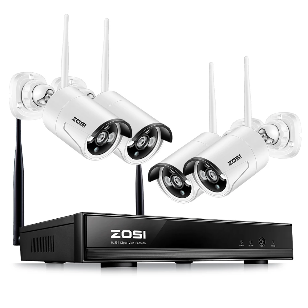 ZOSI Plug& Play Беспроводной 4CH CCTV Камера Системы P2P Беспроводной NVR и IP Камера 960 P открытый пуля Wi-Fi наблюдения Системы