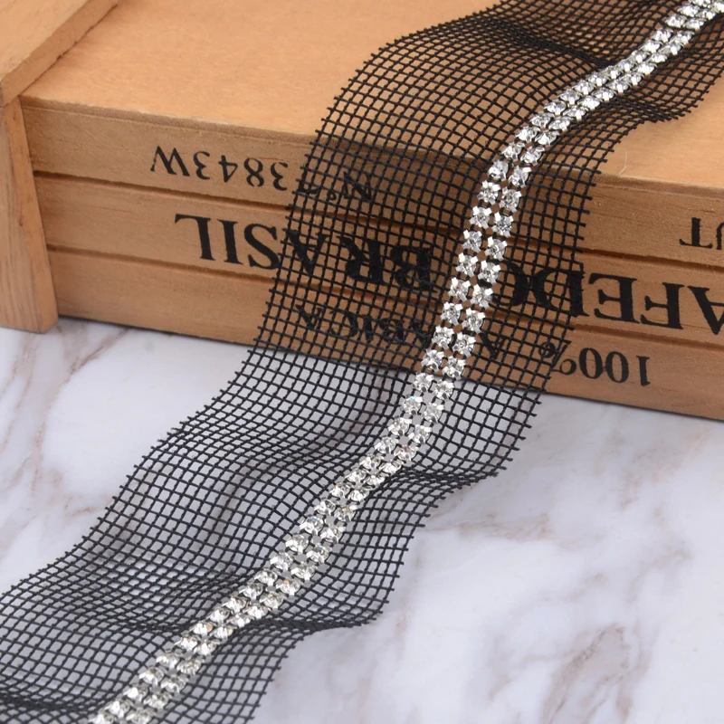 Lace Fabric High Quality Rhinestones Trim Mesh Wedding Decoration Accessories Clothes Braid For Needlework Applique | Дом и сад