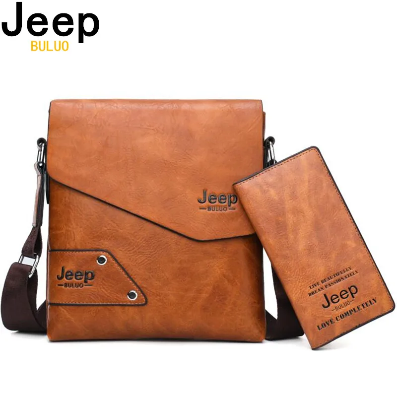 Мужской комплект сумка-тоут и кошелек jeep buluo оранжевая сумка на плечевом ремне