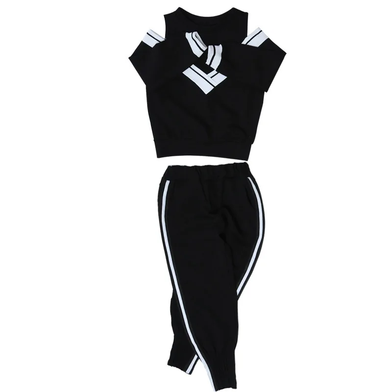 Детский спортивный костюм для девочек Спортивный Детская одежда в черно белую