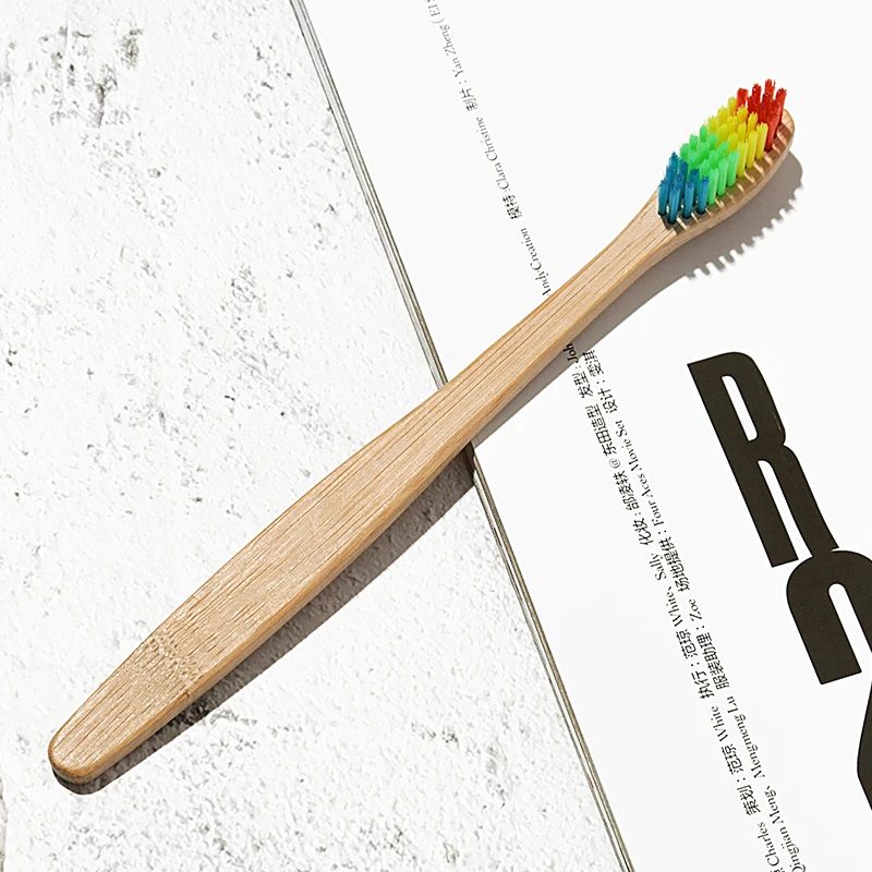 

Rainbow Bamboo Toothbrush Soft bristles tandenborstel Fibre Wooden Handle Low carbon Environmentally Tooth cleaning Toothbrush