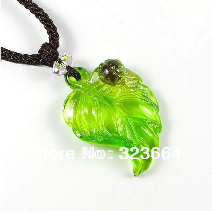 Китайские ювелирные изделия Люли цветные глазурь зеленые листья амулет подвески