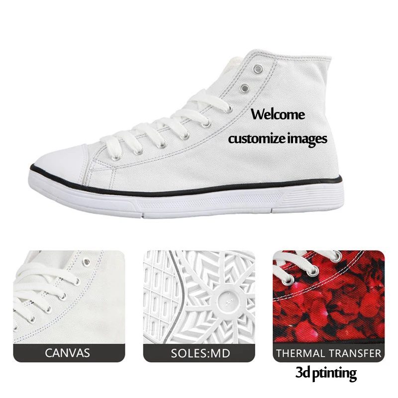 

Customized High Top Casual Vulcanize Shoes for Women 3D Sexy Red Lips Pattern Women Casual Canvas Shoes Female Autumn Flats