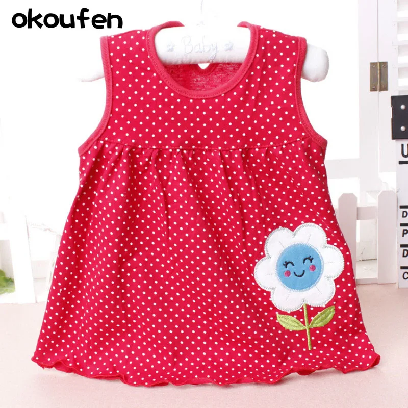 okoufen 2018 fashion toddler girl clothing brand baby dresses children kids clothes summer sleeveless dress for girls | Детская одежда