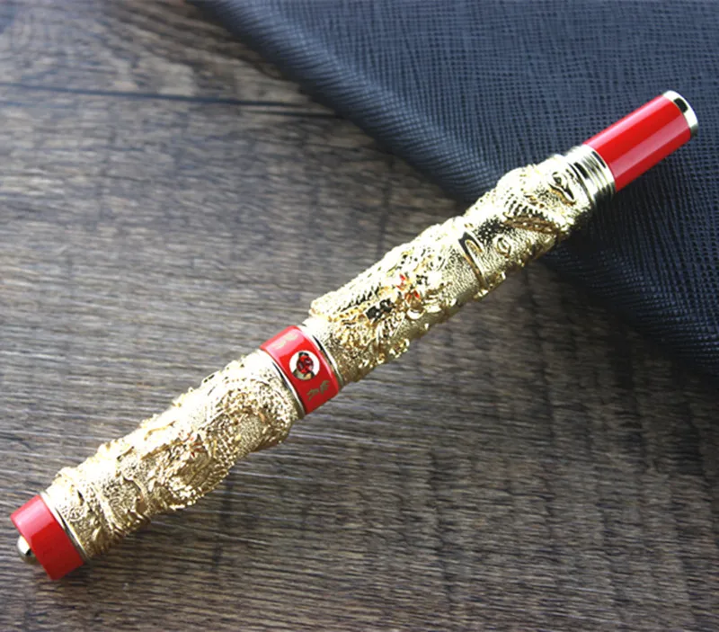 Jinhao Китайский дракон Роскошная шариковая ручка Loong ручка Золотой Basso-relievo Средний наконечник для письма чернильные ручки - Цвет: Q