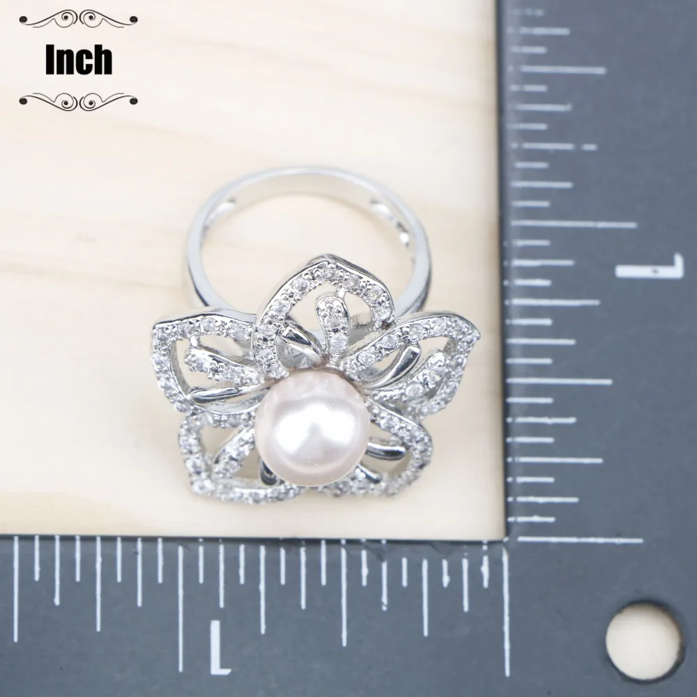 Натуральный жемчуг 925 серебряные ювелирные наборы для женщин белый циркон серьги