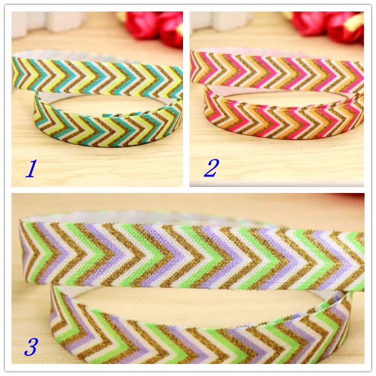 

5/8'' Free shipping Fold Elastic FOE chevron printed headband headwear hairband diy decoration wholesale OEM 15mm H5417