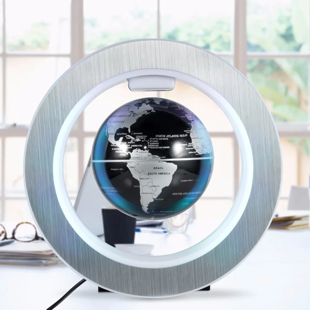 Smernit Floating Magnetic Levitation Globe Round Shape Rotatable LED Map World Tellurion Office Decoration Crafts Ornament 12V | Лампы и