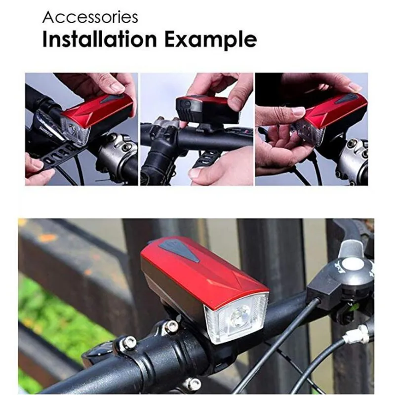 LED Bicycle Headlight Waterproof USB Rechargeable Horn Light Multifunction Ultra Bright Electric 120 dB Bike Bell | Спорт и