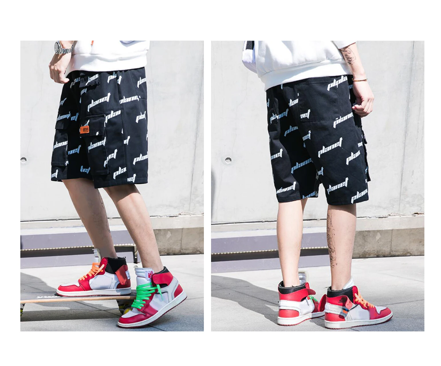 

Men’s Casual Street Fashion Shorts, Summer Cargo Short Pants for Adolescents and Young Boys, Hip Hop Stylish Printing Shorts