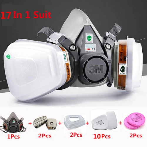 17-in-1 suit 3M 6200 Gas Mask Spray Paint 17 In 1 Antiodor Personal Dust Mask Chemical Industrial Half Face Respirator Dust Mask - Цвет: 17-in-1 suit