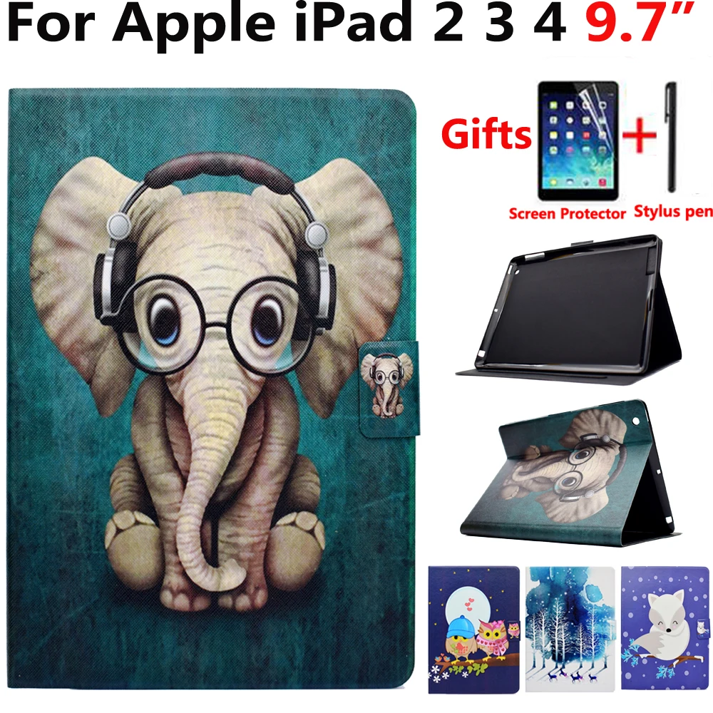 Ударопрочный чехол с рисунком животных для Apple iPad 2 3 4 9 7 умный iPad2 iPad3 iPad4 защитной