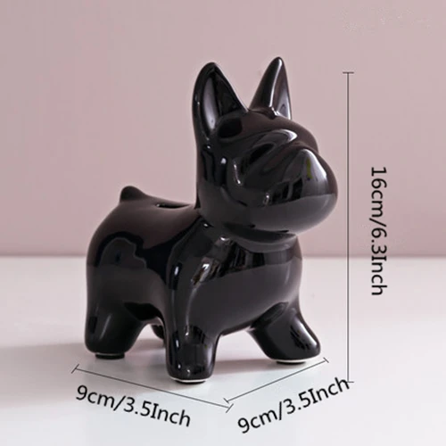 Black Dog VILEAD 16 см керамические фигурки собак щенок копилка ремесла ТВ кабинет крытый гостиная Ins ветер украшения дома аксессуары - Цвет: Black Dog