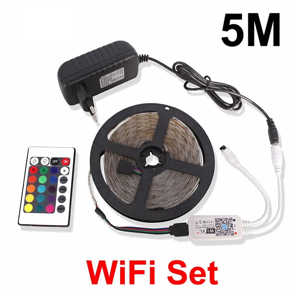 5M WiFi Set Ночник 2835 светодиодный RGB ленточный светильник 12V lampara для телевизора, кухонного шкафа, декор для туалета, ночной Светильник ing RF Bluetooth, wifi контроллер - Испускаемый цвет: 5M WiFi Set