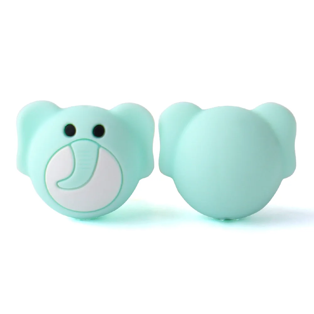 Mint Elephant KEEP& GROW 10 шт. силиконовые бусины Единорог Пингвин слон силиконовые бусины BPA бесплатно грызунок DIY для ожерелья Прорезыватель Детские продукты - Цвет: Mint Elephant