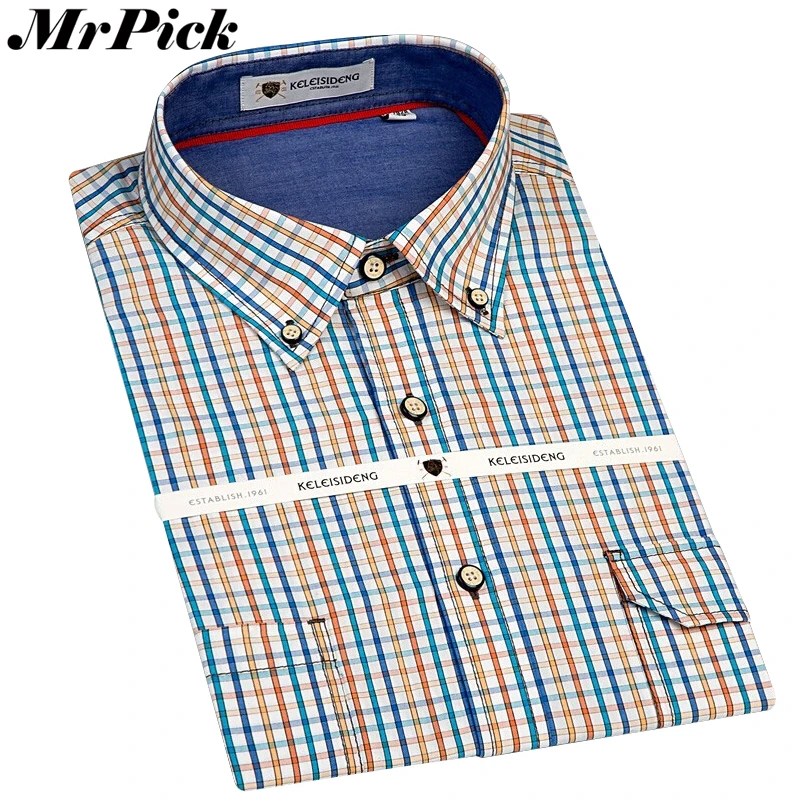 Деловые Повседневные Мужские модельные рубашки модные клетчатые с длинными