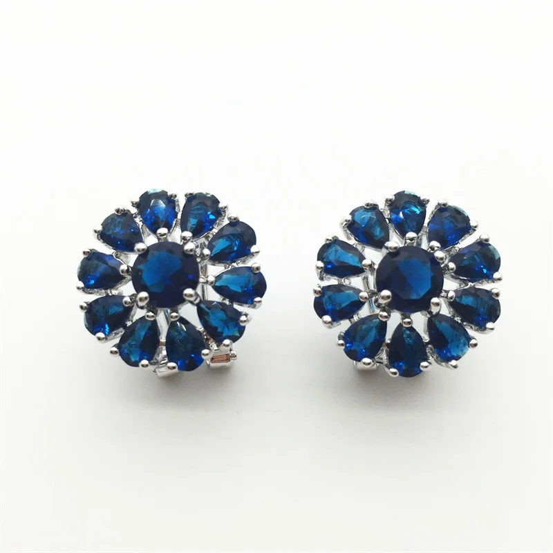 Серебряные Синие Ювелирные наборы Монтана серьги с огромным