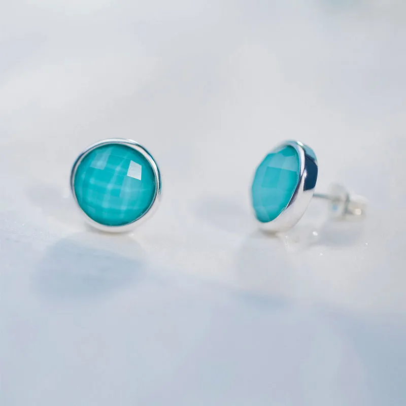 Sterling Silver Jewelry 925 Stud Earrings Circle With Stone Free Shipping Lady | Украшения и аксессуары