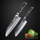 SUNNECKO Дамаск 7 ''5'' нож Santoku японский VG10 ядро стальное лезвие G10 Ручка острый инструмент для резки мяса 2 шт набор кухонных ножей