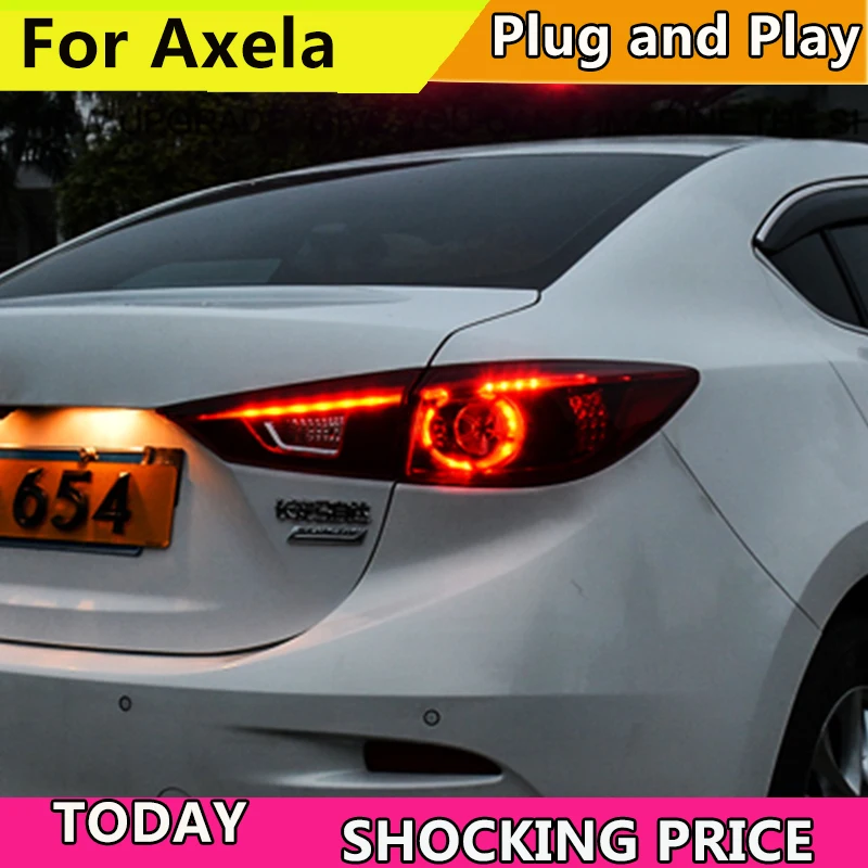 Lámpara trasera LED de estilo de coche para Mazda 3 AXELA, montaje de luz trasera 2014-2017 para Mazda 3, luz trasera DRL + intermitente, 4 Uds.