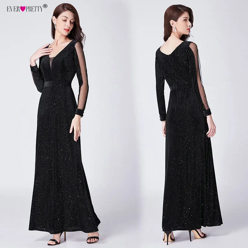 Robe De Soiree Русалочка вечернее платье Ever Pretty EP07439BK элегантные иллюзионные черные вечерние платья с v-образным вырезом и открытой спиной