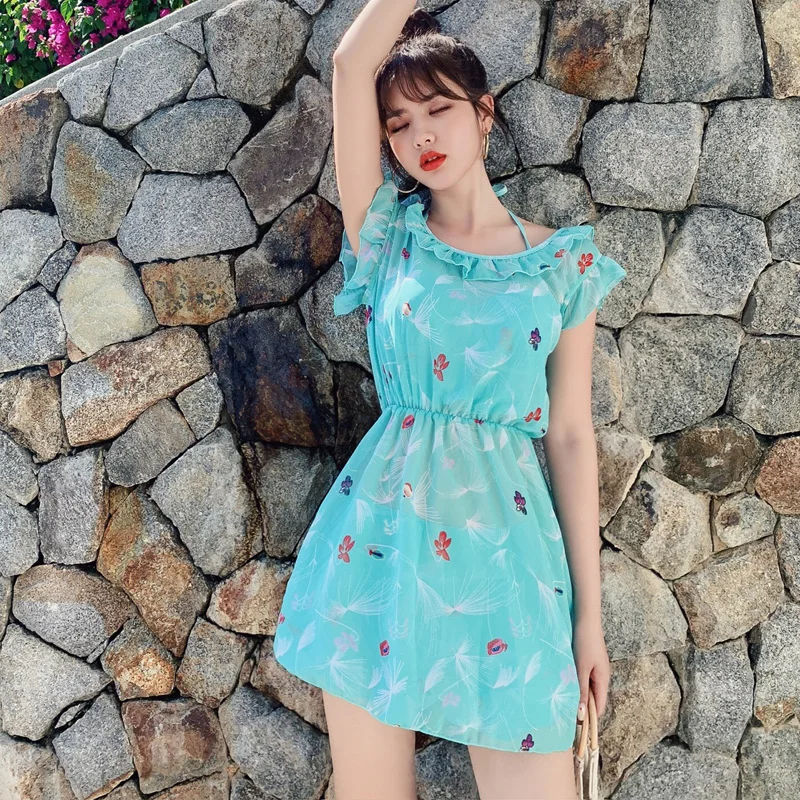 Женский купальник с открытой спиной черный купальный костюм принтом и лямкой на