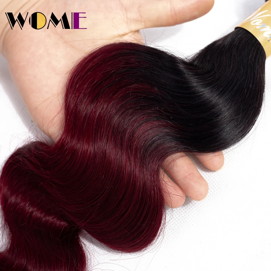 Женские бразильский рыжие волосы Bodywave 4 Связки с закрытием человеческих волос