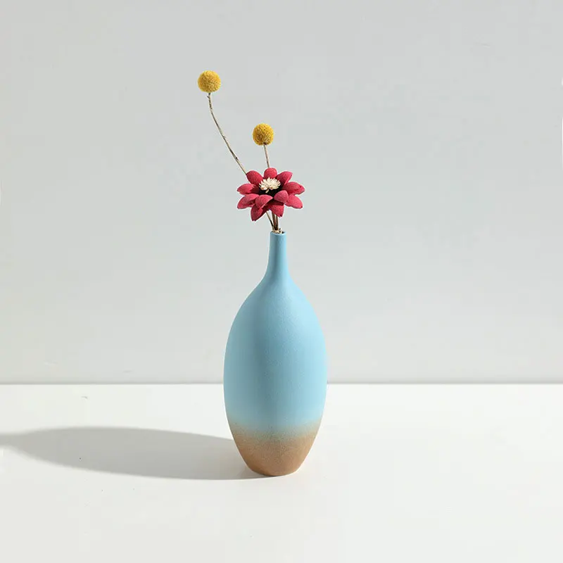 Vase with Flower Декор для дома керамическая ваза для цветов Искусственный цветок керамический горшок вазы для домашние рукодельные украшения подарки - Цвет: Vase with Flower