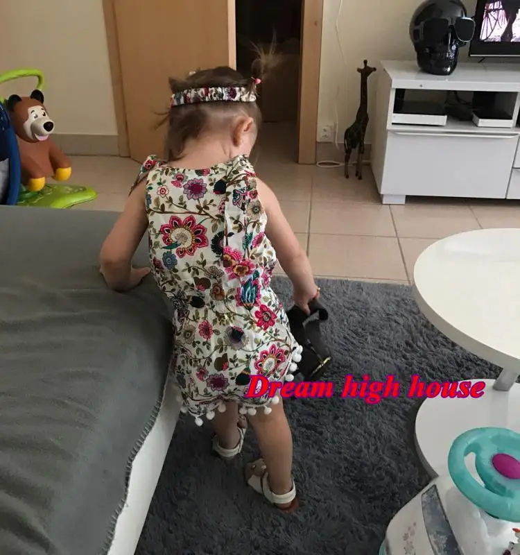 Детские комбинезоны с кисточками и цветочным принтом Одежда для новорожденных