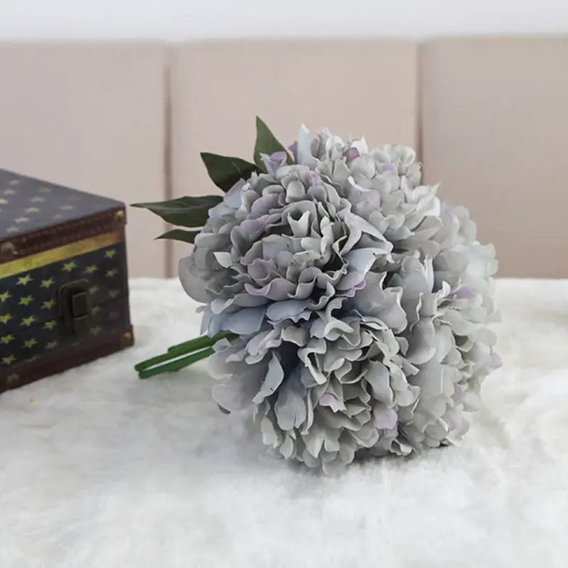 dark blue Искусственный Шелковый цветок для дома, Свадебный декор, 5 шт./ветка, пион, искусственный цветок, на день рождения, вечеринка, сделай сам, декоративный цветок - Цвет: dark blue