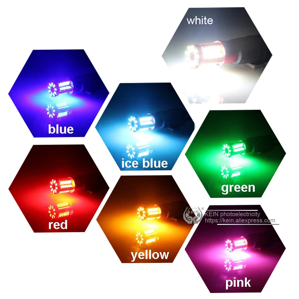 KEIN 2 шт. супер яркий H21W BAY9S BA9S BAX9S 57smd 3014 Светодиодный автомобильный зазор задний противотуманный фонарь Авто резервная лампа белый 12В желтый