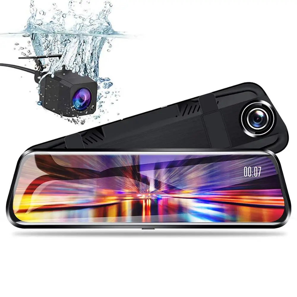 Rexing 10-дюймовый сенсорный экран Dash Cam Dual FHD 1080P потоковая медиа-камера для