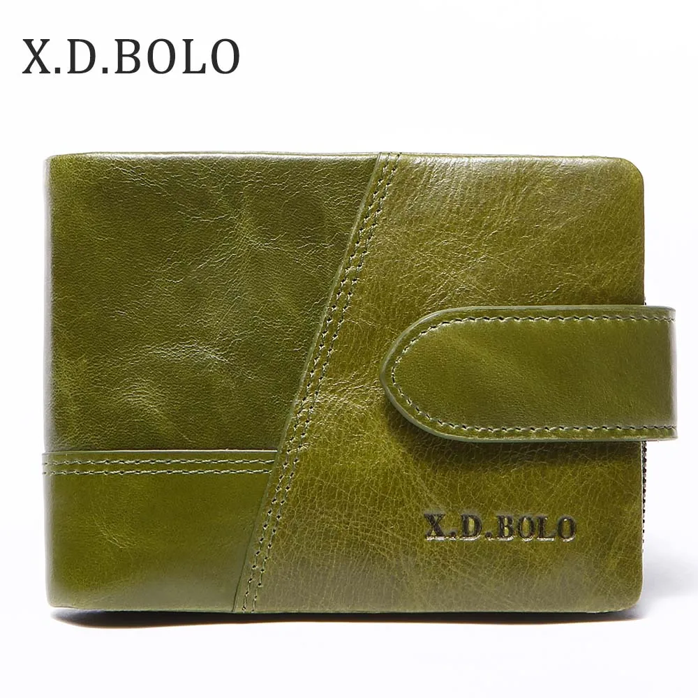 Green X. D. BOLO, новинка, модные женские кошельки, натуральная кожа, женский кошелек, женский короткий дизайн, кошелек, роскошный бренд, сумочка для денег, портмоне - Цвет: Green
