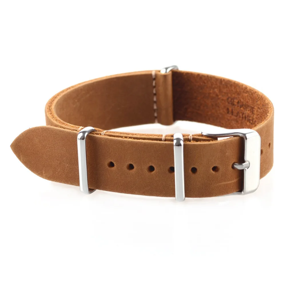

EACHE One Piece Nato Leather Watch Straps Vintage Genuine Leather Watch Bands
