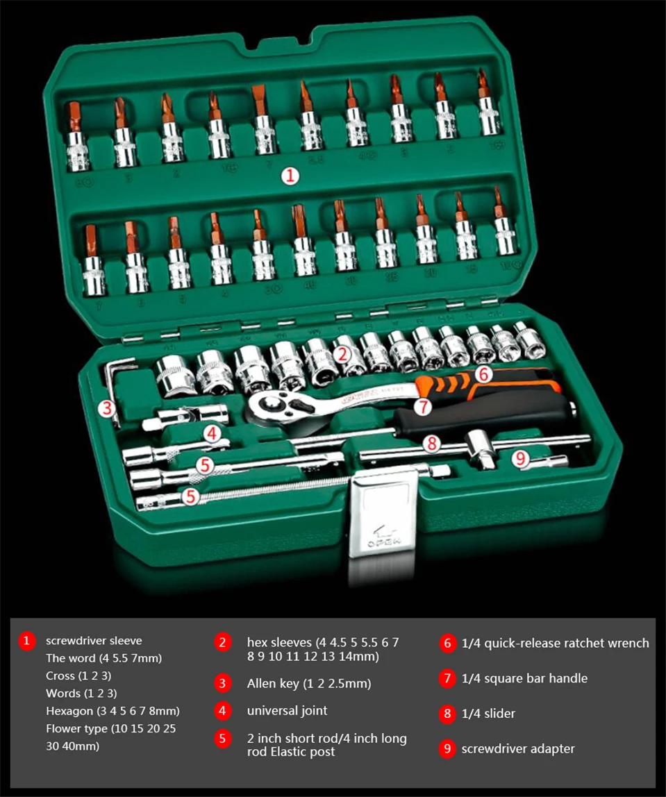 

Car Repair Hardware Repair Tool Socket Wrench Car Repair Universal Multi-use Box