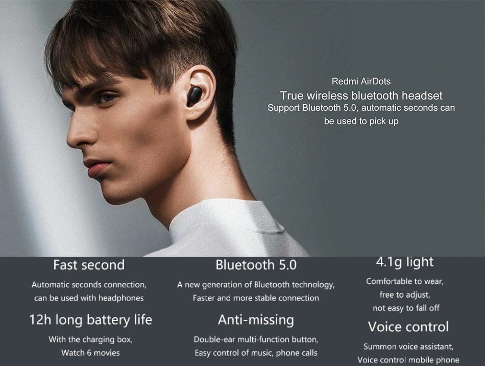 Xiaomi Redmi Airdots наушники Bluetooth 5,0 Беспроводная гарнитура с шумоподавлением с микрофоном ушные крючки Наушники управление AI