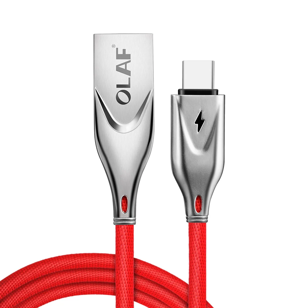Олаф 1 м 2 м цинковый сплав usb type C кабель 2A USB C зарядное устройство Быстрая зарядка и синхронизация данных type-c кабель для samsung Note 8 9 S8 s9 USB-C - Цвет: red