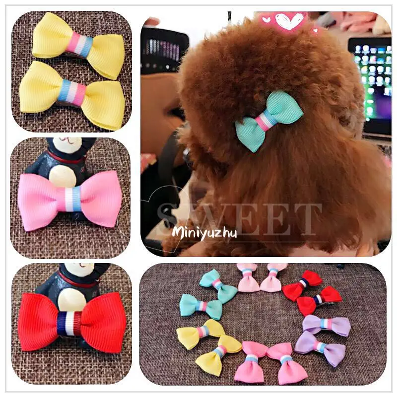 

Mini bows edge clip ~ pet accessories teddy bear than Yorkshire headdress flower dog headdress clip hairpin 20pcs