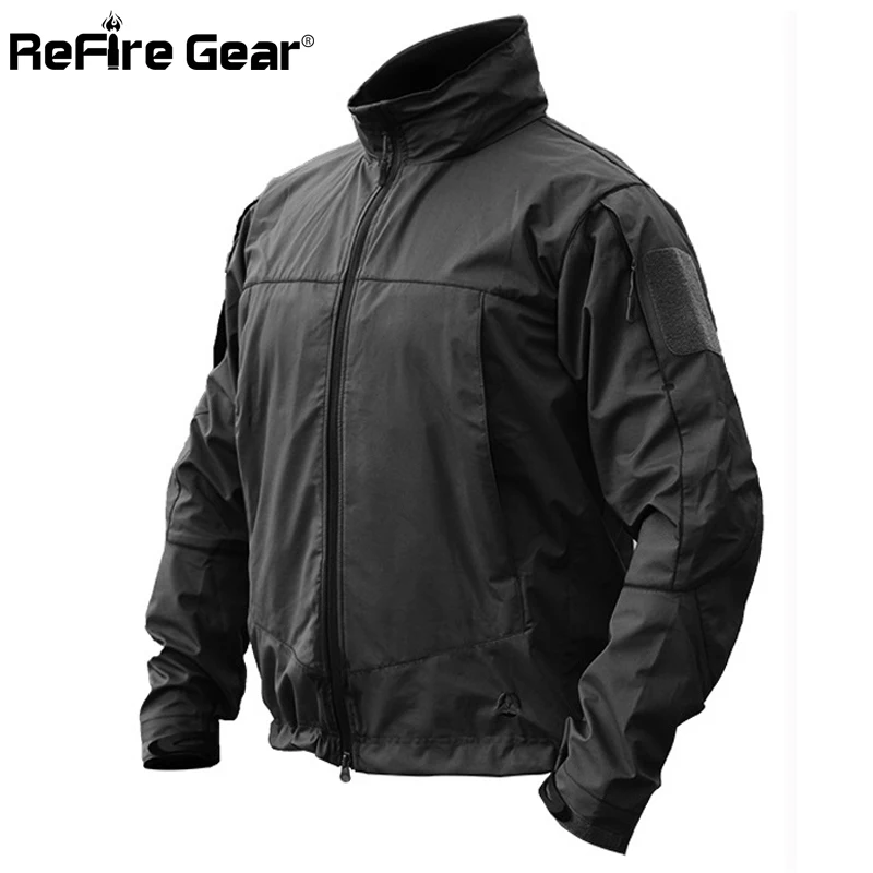 Refire gear Осенняя тактическая мягкая оболочка военная куртка мужская водонепроницаемая ветровка с капюшоном пальто Весенняя Повседневная полевая армейская куртка