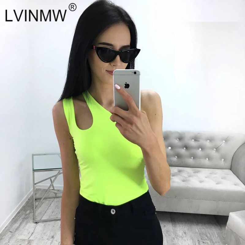 LVINMW сексуальный боди 3 цвета на одно плечо без рукавов полый однотонный короткий
