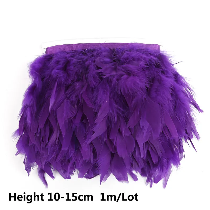 Purple 4-6 дюймов 1 м высота около 10-15 см индейка перья Плюмы бахрома искусство ремесла швейная одежда швейная ткань перо сделай сам - Цвет: Purple