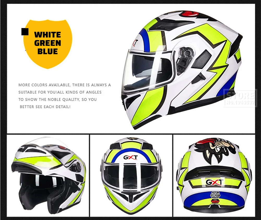 GXT флип мотоциклетный шлем мотокросса Краш шлем дышащий комфорт Moto Doublel объектив полный шлем для мотоцикла