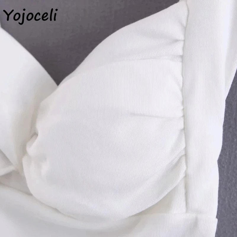 Yojoceli sexy front knot camis tops all match women vest 2019 summer white camisole | Женская одежда