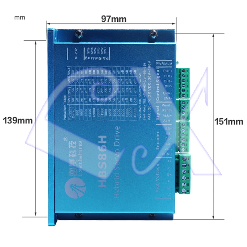 

Original Leadshine HBS86H CNC DSP Closed-Loop Stepper Motor Driver Easy Servo Drives 8A 30~100VDC Matching 86mm NEMA34/23 motor