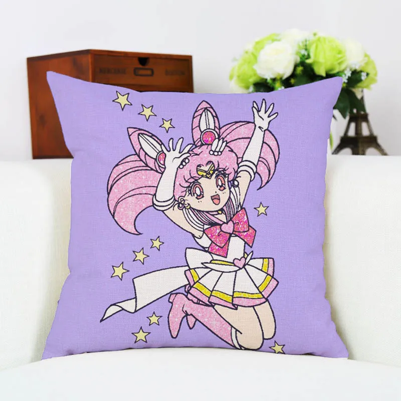Чехол для подушки в виде автомобиля хлопок лен Сейлор Мун аниме ChibiUsa мультяшный