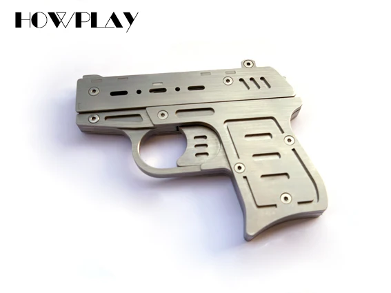 slide rubber gun Howplay пистолет с резиновой лентой игрушка слайд пистолет стрельба игры из нержавеющей стали металлические пистолеты оружие Военная коллекция подарок для мальчика мужчины ребенка - Цвет: slide rubber gun