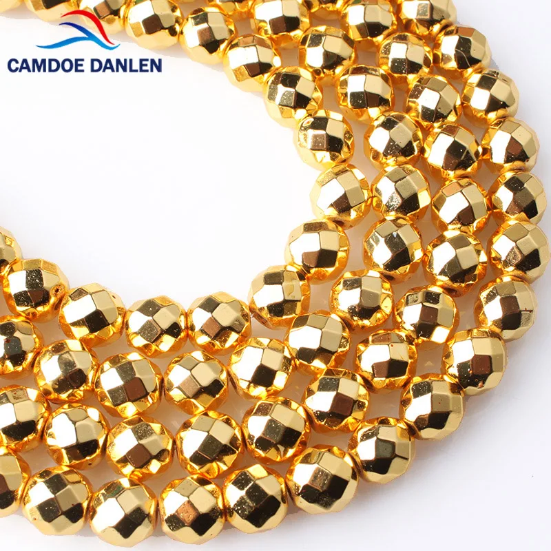CAMDOE DANLEN бусины из натурального камня граненые золотые гематитовые