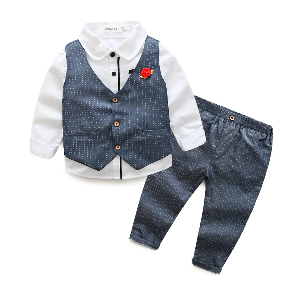 Комплект детской одежды для мальчиков 3 шт./компл. рубашка с длинным рукавом +